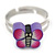 Children's/ Teen's / Kid's Purple Fimo Butterfly Ring In Silver Tone - Adjustable - view 2