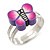 Children's/ Teen's / Kid's Purple Fimo Butterfly Ring In Silver Tone - Adjustable - view 4