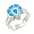 Children's/ Teen's / Kid's Light Blue/ White Fimo Flower Ring In Silver Tone - Adjustable