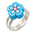 Children's/ Teen's / Kid's Light Blue Fimo Flower Ring In Silver Tone - Adjustable