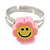 Children's/ Teen's / Kid's Deep Pink, Yellow Fimo Flower Ring In Silver Tone - Adjustable - view 2