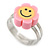 Children's/ Teen's / Kid's Deep Pink, Yellow Fimo Flower Ring In Silver Tone - Adjustable - view 4
