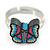 Children's/ Teen's / Kid's Black Fimo Butterfly Ring In Silver Tone - Adjustable - view 2