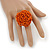 Orange Glass Bead Flower Stretch Ring - 40mm Diameter - view 2