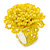 Yellow Glass Bead Flower Stretch Ring - 40mm Diameter - Large