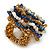 White/ Light Brown/ Chameleon Blue Glass Bead Flower Stretch Ring - view 4
