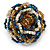 White/ Light Brown/ Chameleon Blue Glass Bead Flower Stretch Ring - view 3