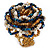 White/ Light Brown/ Chameleon Blue Glass Bead Flower Stretch Ring - view 6