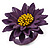 Purple/ Yellow Leather Layered Daisy Flower Ring - 40mm D - Adjustable