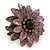 Lavender Leather Layered With Glass Bead Daisy Flower Wire Band Ring - Adjustable - 40mm D - view 6