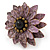Lavender Leather Layered With Glass Bead Daisy Flower Wire Band Ring - Adjustable - 40mm D - view 7