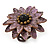 Lavender Leather Layered With Glass Bead Daisy Flower Wire Band Ring - Adjustable - 40mm D - view 8