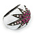 Statement Dome Shape White Enamel with Crystal Star Motif Band Ring In Black Tone - view 4