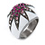 Statement Dome Shape White Enamel with Crystal Star Motif Band Ring In Black Tone