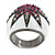 Statement Dome Shape White Enamel with Crystal Star Motif Band Ring In Black Tone - view 6