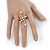 Double Ball Clear Crystal Spiral Ring In Gold Plated Metal - Size 8 - view 3