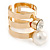 Wide Gold Plated Pearl, Crystal Band Ring - Size 7 - view 6
