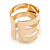 Wide Gold Plated Pearl, Crystal Band Ring - Size 7 - view 3