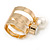 Wide Gold Plated Pearl, Crystal Band Ring - Size 7 - view 5