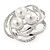 Large White Glass Pearl Diamante Cocktail Ring In Silver Plating - 43mm D - Size 7 - view 5