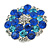 Rhodium Plated Sapphired Blue/ Clear/ Azure Diamante Cocktail Ring (Adjustable Size 7/8) - 30mm D - view 5
