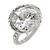 15mm Large Clear Cz Solitair Ring In Rhodium Plated Alloy - size 8
