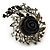 Oversized Black Rose Crystal Leaf Cocktail Ring In Aged Silver Tone - 60mm L - view 5