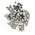 Rhodium Plated Clear Ab Crystal Cluster Fashion Ring - 8 Size Adjustable - view 6