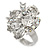 Rhodium Plated Clear Ab Crystal Cluster Fashion Ring - 8 Size Adjustable