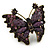 Large Crystal, Acrylic Bead Butterfly Ring In Antique Gold Tone Metal (Purple) - 55mm - Size 8 - view 4