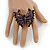 Large Crystal, Acrylic Bead Butterfly Ring In Antique Gold Tone Metal (Purple) - 55mm - Size 8 - view 2