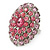 Pink Crystal Dome Oval Ring In Silver Tone Metal - 35mm L - Size 7