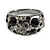 Black/ Grey Crystal Band Ring in Black Tone Metal - Size 8 - view 3