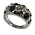 Black/ Grey Crystal Band Ring in Black Tone Metal - Size 8 - view 4