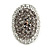Oval Dome Shape Clear/ Grey Crystal Ring In Silver Tone Metal - 30mm Long - 7/8 Size Adjustable - view 8