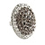 Oval Dome Shape Clear/ Grey Crystal Ring In Silver Tone Metal - 30mm Long - 7/8 Size Adjustable - view 9