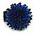 Blue/ Black Glass/ Acrylic Bead Flower Flex Ring - 35mm Diameter - view 4