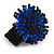 Blue/ Black Glass/ Acrylic Bead Flower Flex Ring - 35mm Diameter - view 5