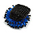 Blue/ Black Glass/ Acrylic Bead Flower Flex Ring - 35mm Diameter - view 6