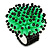 Bright Green/ Black Glass/ Acrylic Bead Flower Flex Ring - 35mm Diameter