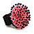 Pink/ Black Glass/ Acrylic Bead Flower Flex Ring - 35mm Diameter - view 5