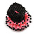 Pink/ Black Glass/ Acrylic Bead Flower Flex Ring - 35mm Diameter - view 6