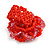 Carrot Red/ Pink Glass Bead Flower Stretch Ring - 40mm Diameter - view 6
