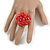 Carrot Red/ Pink Glass Bead Flower Stretch Ring - 40mm Diameter - view 2