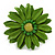 Lime Green Leather Daisy Flower Ring - 40mm D - Adjustable