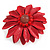 Red Leather Daisy Flower Ring - 40mm D - Adjustable