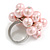 Pale Pink Faux Pearl Bead Cluster Ring in Silver Tone Metal - Adjustable 7/8 - view 5