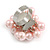 Pale Pink Faux Pearl Bead Cluster Ring in Silver Tone Metal - Adjustable 7/8 - view 6