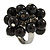 Black Faux Pearl Bead Cluster Ring in Silver Tone Metal - Adjustable 7/8