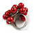 Red Faux Pearl Bead Cluster Ring in Silver Tone Metal - Adjustable 7/8 - view 3